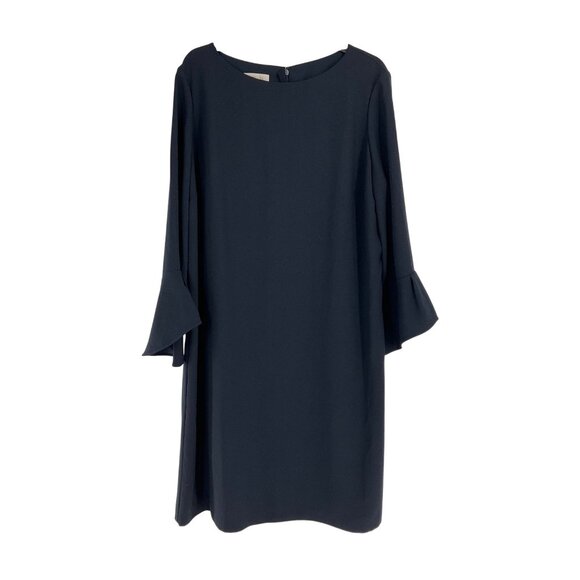 Hobbs London Navy Blue Bell Sleeve Shift Dress Womens UK 18 US 14 lined classic - Picture 1 of 8
